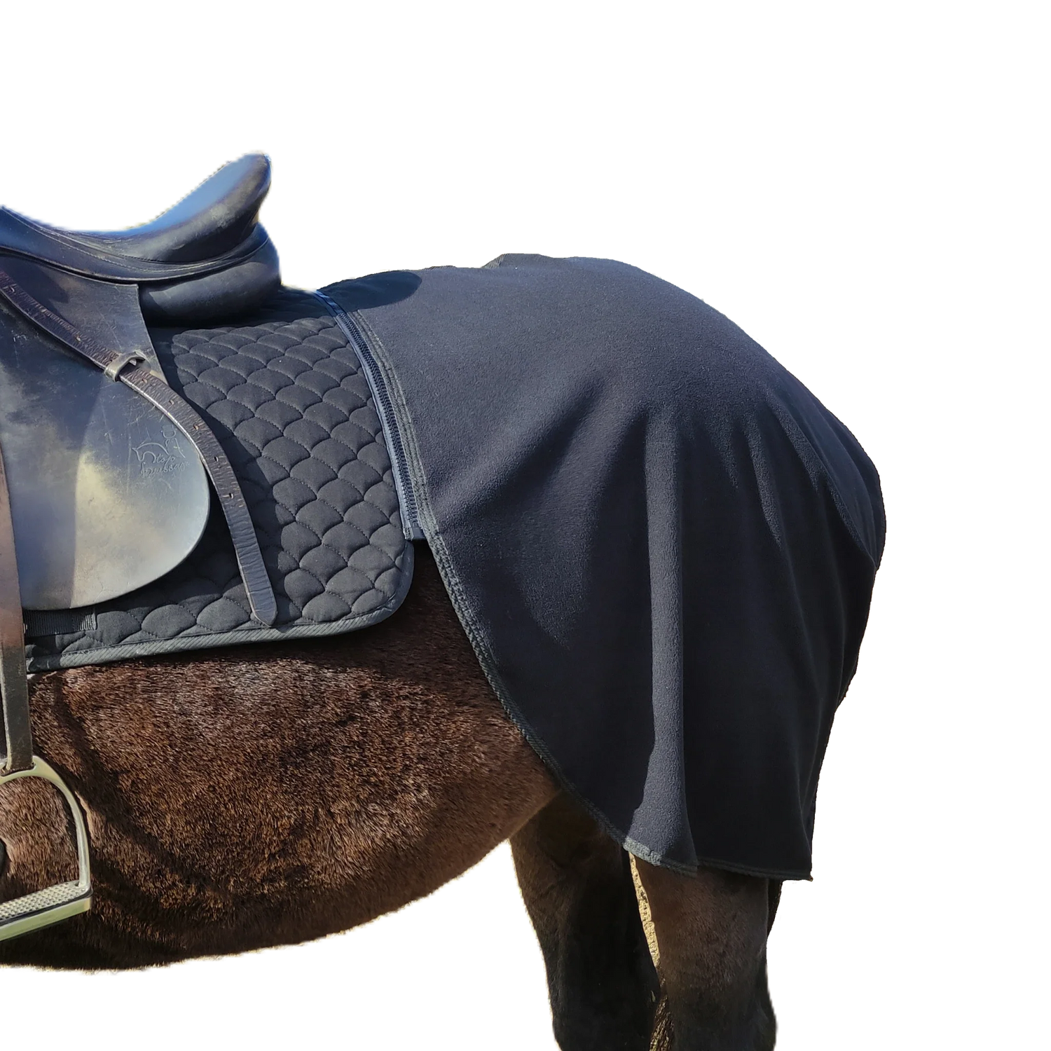 Hochwertige Fleece-Abschwitzdecke für Pferde mit 300 g/m², atmungsaktiv und feuchtigkeitsableitend – ideal zum schnellen Trocknen nach dem Training oder Turnier, mit Reißverschluss und rutschfestem Sitz.